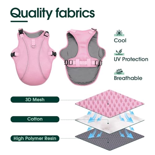 Dog Cooling Vest for Large Dogs with with Sun Protection (Xxl (Chest Girth:31.1'') / Berry Pink)
