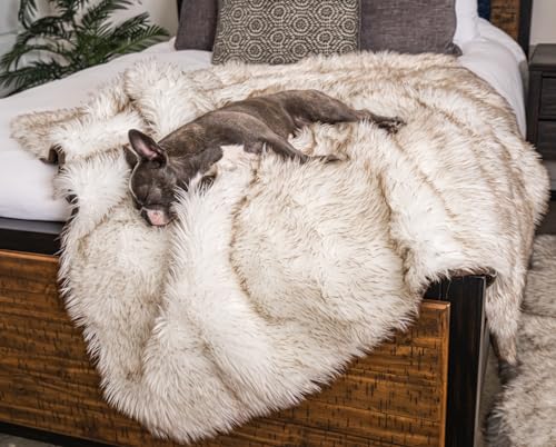 PupProtector Waterproof Throw Blanket (White With Brown Accents / Original (60" L x 50" W))