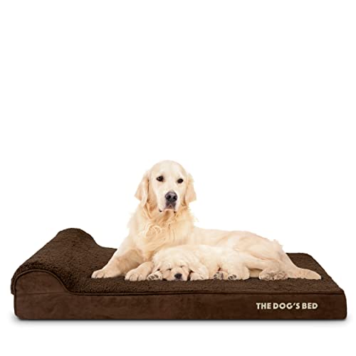The Dog’s Bed Orthopedic Memory Foam Dog Bed with Headrest XL (Brown Plush / XL (46"L x 28"W x 4"Th))