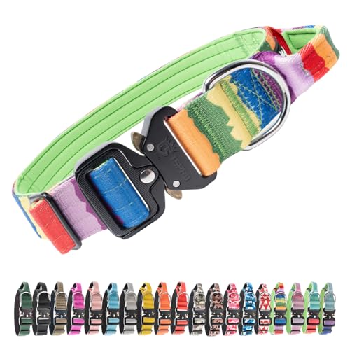 Tactical Dog Collar (Multicolor Gradient - Handle Style / Large: 17.5-24.5 inch neck girth (with handle))