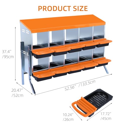 Chicken Nesting Boxes (56.7"L x 17.5"W x 10.8"H / Orange)