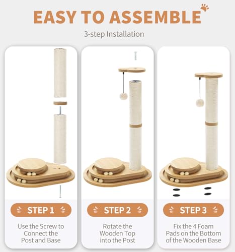 Made4Pets Cat Scratching Post for Indoor Cats with Ball Track 23.4" (23.4"H)