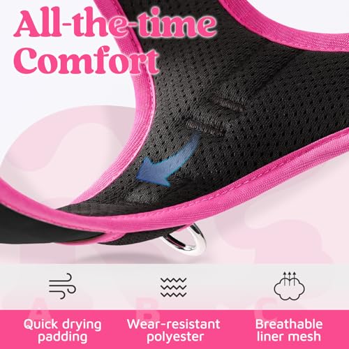 Dog Harness for Large (Black & Pink / Large)