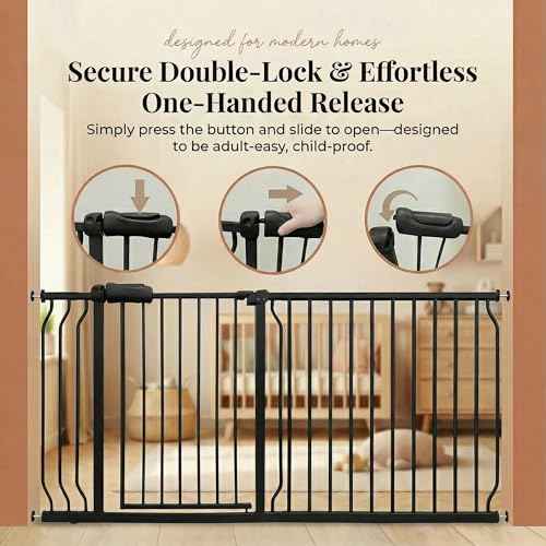 43.5 48 Inch Baby Gate Extra Wide Dog Gate Indoor for Stairs & Doorways (Black / 43.5"-48"/110-122CM)