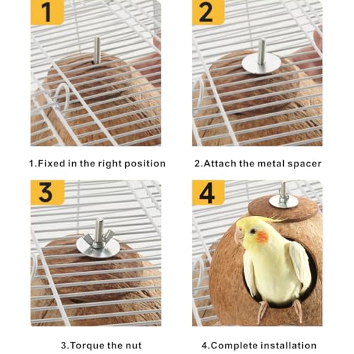 Bird Nest for Cage Natural Coconut Shell Bird House Parakeet Nesting 2 Pack