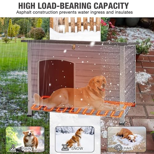 43.3'' Large Heated Outdoor Dog House Weatherproof with Anti (Heated Dog House)