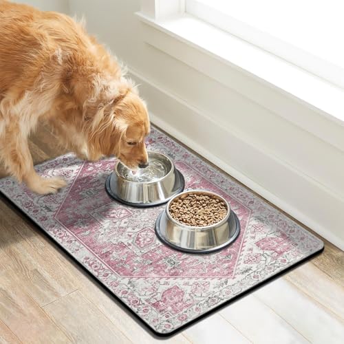 Dog Food Mats for Floors (Pink / L(17"×30"))