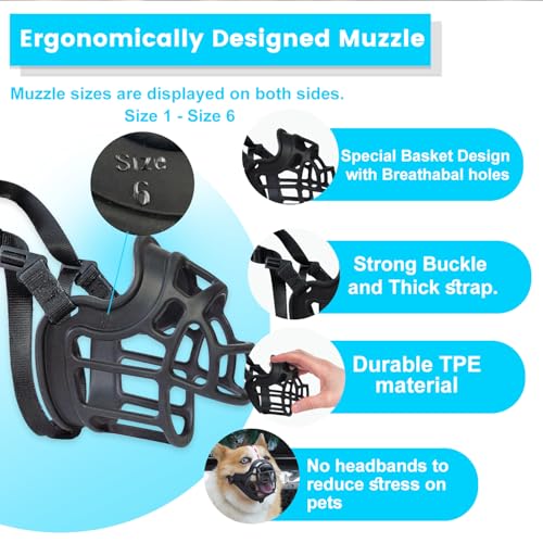 Dog Muzzle Silicone Basket Muzzle Anti Biting Chewing (Black / Size 2)