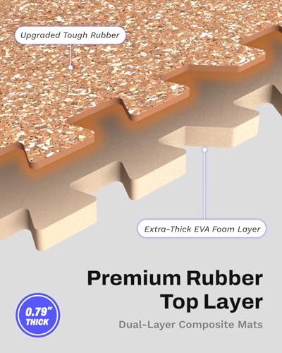 0.79" Thick Gym Flooring for Home Gym (Wood / 24 Sq Ft (6 Tiles))