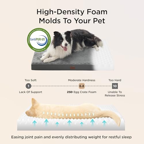 ComfyFleece XXL Dog Bed for Crate with Washable Cover (47x29x4 / Charcoal Grey)