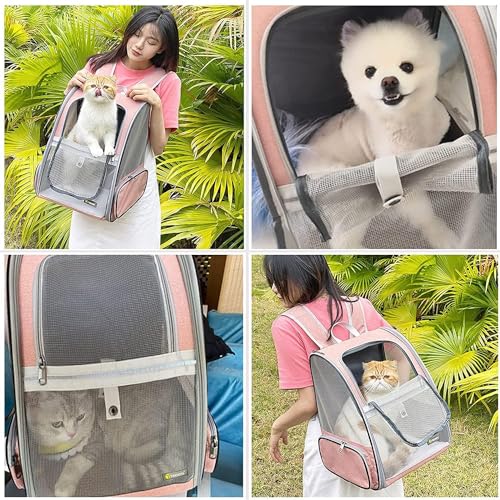 Innovative Traveler Bubble Backpack Pet Carriers for Cats and Dogs (Expandable-Pink)