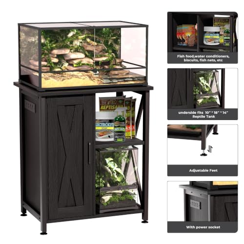 45 67 Gallon Reptile Tank Stand with Power Outlet (24x18"-46-67 Gallon / Black)
