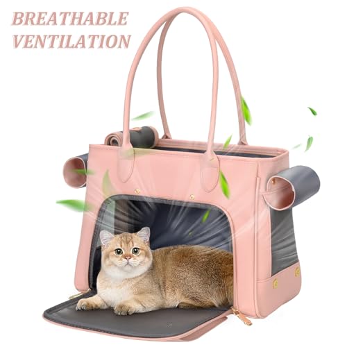 Fashion Pet Carrier Purse for Small Cat and Dog (Pink / 15.8"L x 7.5"W x 11.8"H)