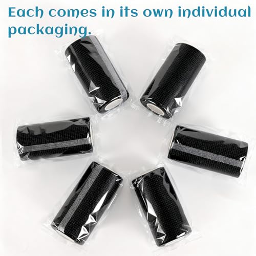 6 Rolls Elastic Self Adhesive Bandage Wrap 4 Inch (4 Inch-6 Count Black)