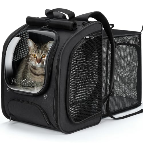 Cat Backpack Carrier (Black (Expandable) / 12.6"L x 10.2"W x 16.5"H)