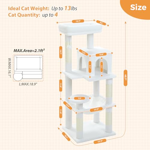 32" Small Cat Tree for Kittens & Small Cats (White / 46 Inches)