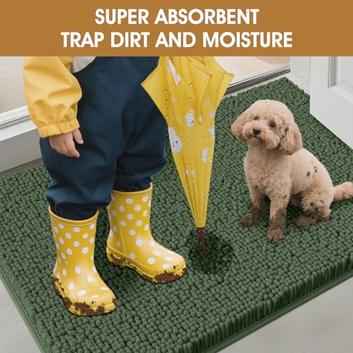 Dog Door Mat for Muddy Paws (Olive / 60" x 36")