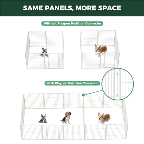 Homeplus Indoor Dog Playpen with Divider Connectors (White / 32"H)