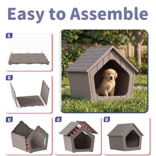 Outdoor Dog House for Small Dogs (Grey / XSmall Dog: 22.8 Inch)