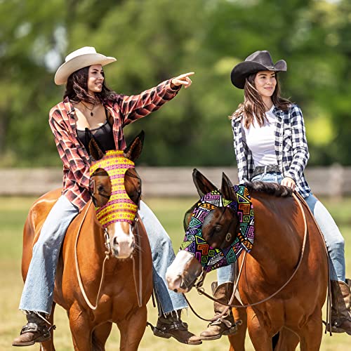 12 Pieces Horse Fly Mask Bulk (Geometric Patterns / Large)