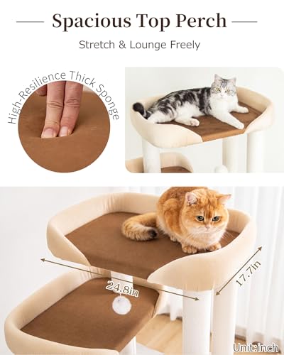 53" Cat Tree Tower for Large Cats (White 53'')