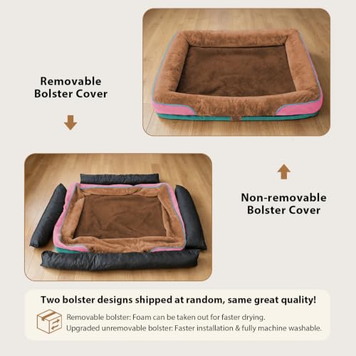 Waterproof Orthopedic XL Dog Bed for Large and Extra Large Dogs (Brown Mint / 42"L x 30"W x 7.5"Th)
