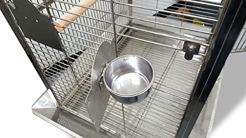 Large Size Dome Top Style 304 Stainless Steel Bird Macaw Parrot Animal Cage with 3 Bowls