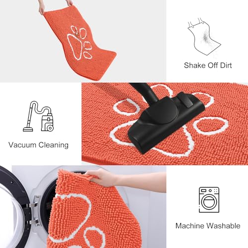 Dog Door Mat for Muddy Paws (36"X24" / Coral and White)
