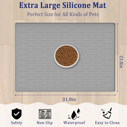 31.8"x23.8" Extra Large Pet Food Mat (Dark Gray / 31.8"L x 23.8"W)