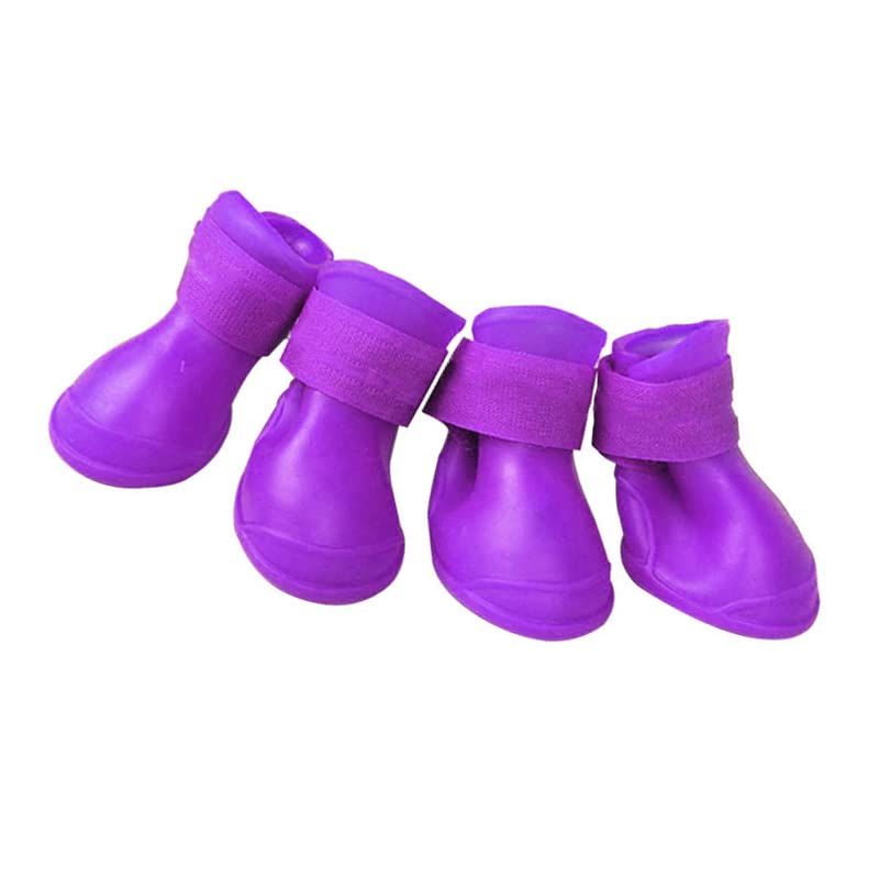 4Pcs Silicone Dog Boots (S / Purple)