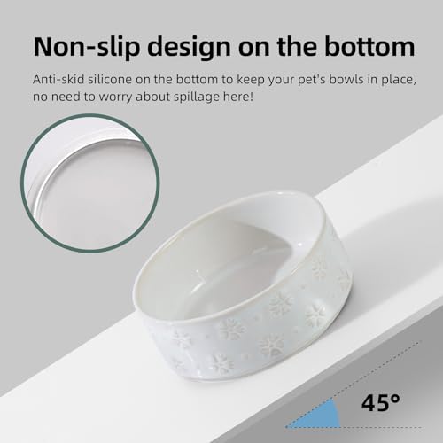Elevated Dog Bowls (Double Bowls with Stand- Arctic White / 1.6CUPS)