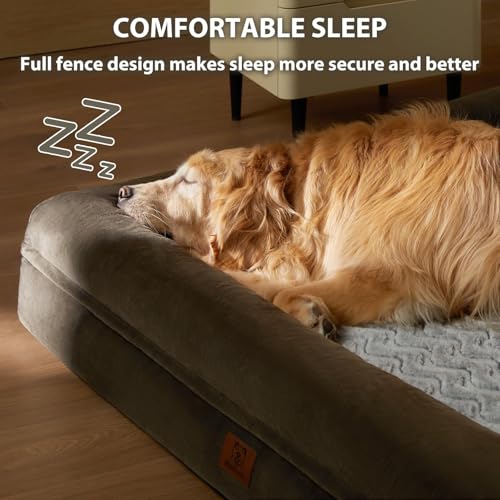 Giant Dog Bed Orthopedic for Senior Dog Bed Comfy Sleeping (Dark Green / XXXX-L (61x43x7.5in))