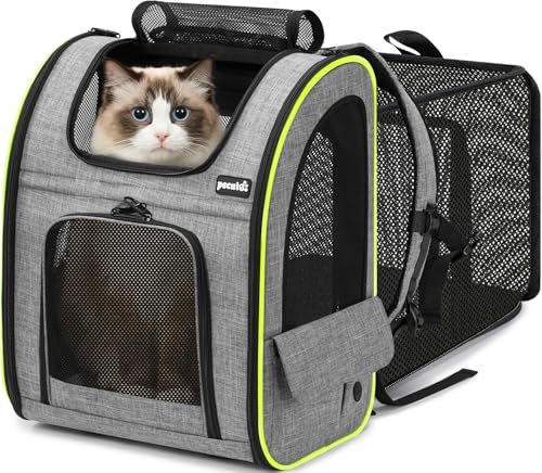 Cat Backpack Expandable (Grey / 15.4"L x 11.0"W x 19.0"H)