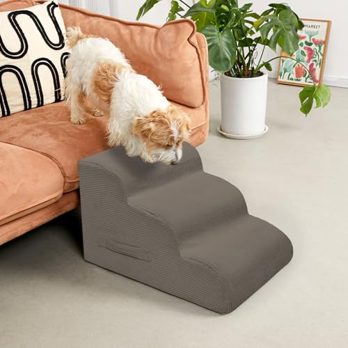 4 Step Dog Stairs Pet Ramp for High Beds (Light Brown / 4-Step 20"H)