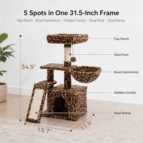 Leopard Cat Tree for Kittens & Small Cats (Brown Leopard)