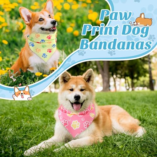 100 Pcs Paw Print Dog Bandanas Bulk for Holiday Party (Paw / 25.6 x 17.7 x 17.7 Inch)