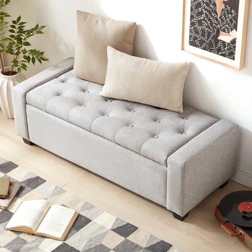 48" Ottoman with Storage (Lightgray / 19.7"D x 48"W x 16.9"H)