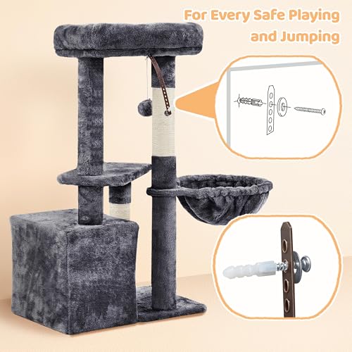 Cat Tree Multi Level Climbing Tower for Indoor Cats (Dark gray)