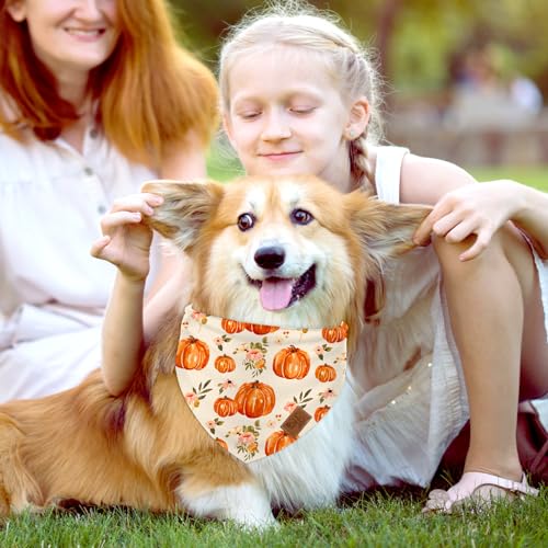 Fall Dog Bandana Pumpkin Floral Pet Scarf Double