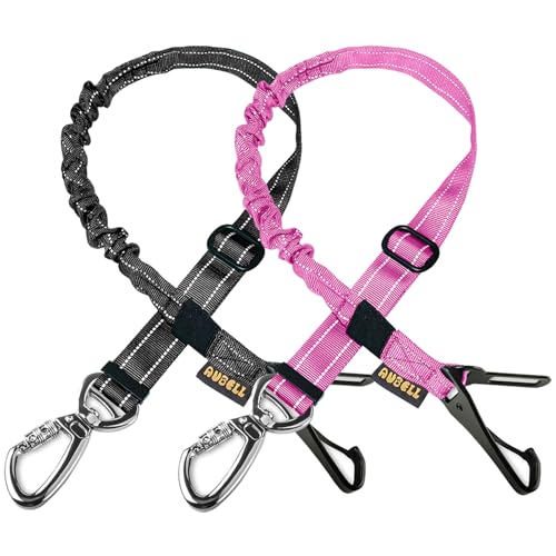 Dog Seat Belt for Car (Set Black+Hotpink)