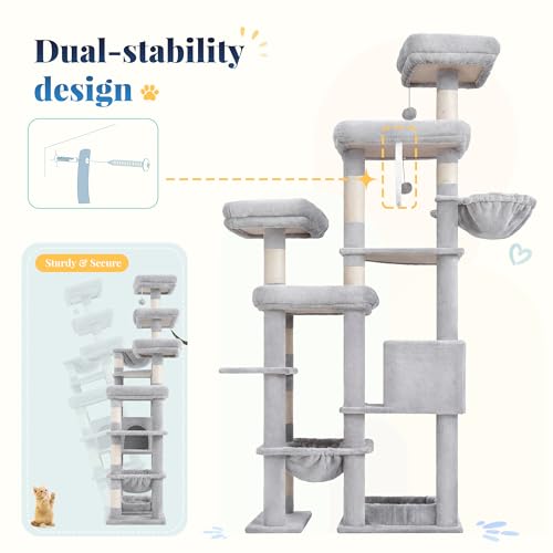 Cat Tree Tower (Light Gray / 72.8 Inches)