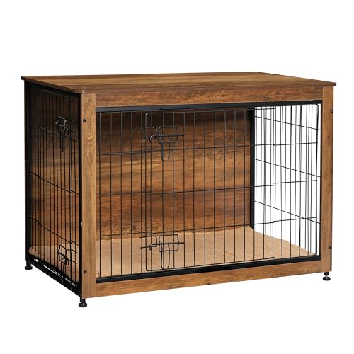 38.5" XL Dog Crate Furniture with Cushion (Warm Brown / 38.5"L x 25.6"W x 26.8"H)