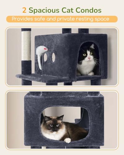 80in Cat Tree Tower for Indoor Cats Large Adult (Dark Grey)