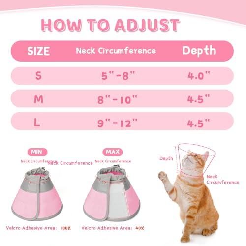 Cat Cone Collar Soft to Stop Licking (Solid Pink / M)