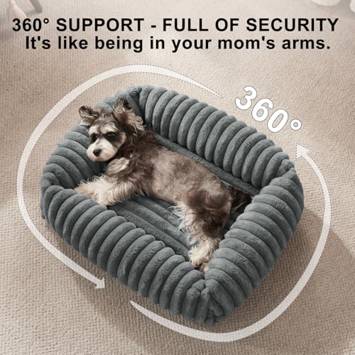 Dog Bed for Small Medium Dog (Grey / M (25"x21"x7"))