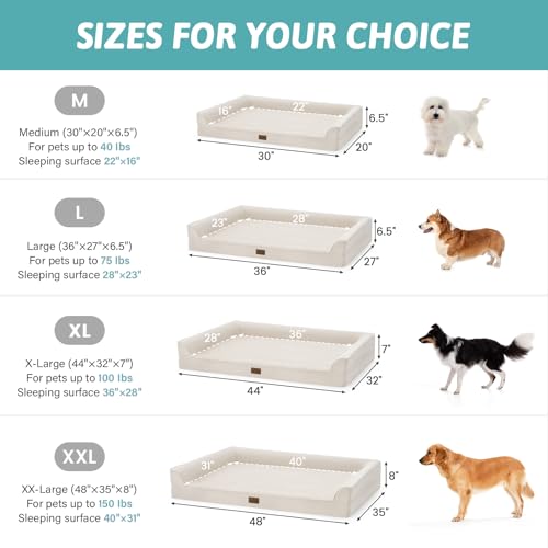 Orthopedic Dog Bed for Extra Large Dogs (Beige / XL:44x32x7 inch)