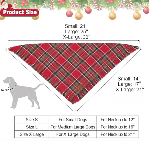 Christmas Dog Bandanas with Tassels Edges (Large / Christmas-1)