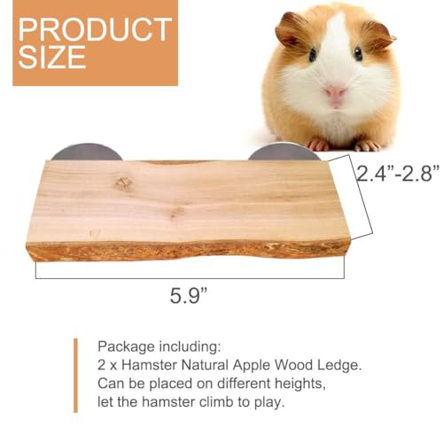 2Pcs Hamster Ledges Wooden Platform 2.6 x 6 Inch Rat Climb Platform Shelf Bird Perch Stand Toys Cage Accessories for Rat Gerbil Suger Glider (6 × 2.6 inch)