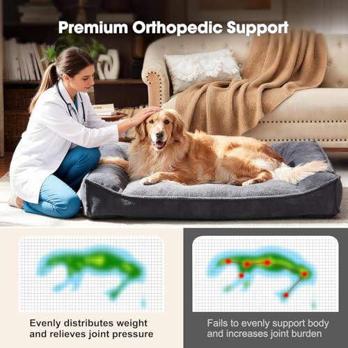 Orthopedic Dog Bed Large Sized Dog (Grey / 38"L x 28"W x 8.5"Th)