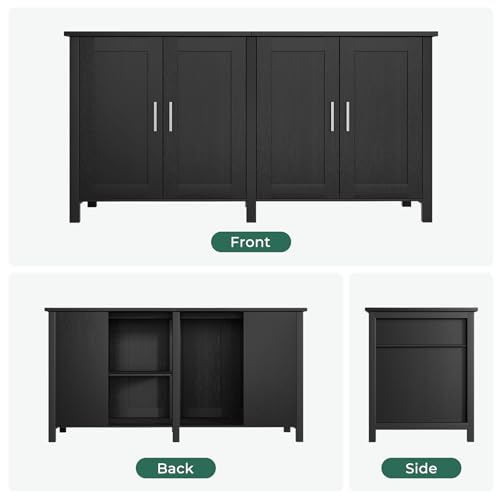 100 150 Gallon Fish Tank Stand Aquarium Stand with Cabinet Storage (Style1-Black / 60 inch)